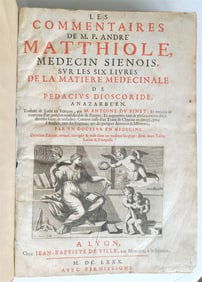 1680 MEDICAL PLANTS ILLUSTRATED W/ 1478 WOODCUTS ANTIQUE BY MATTIOLI FOLIO RARE