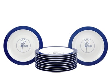 12 TURKISH UPS SUMERBANK FINE PORCELAIN DINNER PLATES WITH TUGHRA