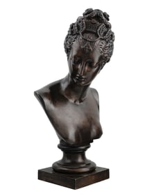 A FRENCH PATINATED BRONZE BUST OF DIANE DE POITIERS