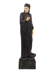A 'BOVER' SIGNED BRONZE AND BONE FIGURE OF DANTE ALIGHIERI ON A MARBLE BASE