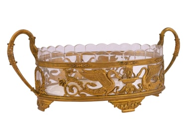 A FRENCH, FIRST EMPIRE BRONZE-MOUNTED GLASS CENTERPIECE