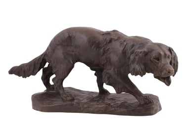 A THOMAS FRANÇOIS CARTIER (1879-1943) FRENCH BRONZE HOUND SCULPTURE, C. 1890