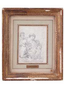 A JEAN-HONORE FRAGONARD (1732-1806) MANNER PENCIL SKETCH, 18TH CENTURY