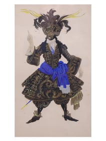 A LEON BAKST HAND-COLORED COSTUME DESIGN, RUSSIAN, C. 1920