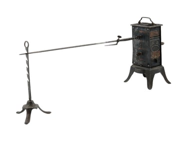 A 19TH CENTURY CLOCK DRIVEN ROASTING JACK GRILL MECHANISM, WORKING