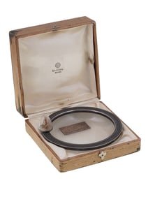 A CASED ONYX SILVER-MOUNTED TRAY BY BOLIN WITH A PRESENTATION PLAQUE