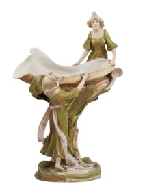 AN ART NOUVEAU PORCELAIN CENTERPIECE MADE BY ROYAL DUX BOHEMIA CIRCA 1890