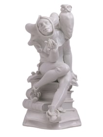 A MEISSEN PORCELAIN FIGURE OF 'TILL EULENSPIEGEL' GERMAN FOLK HERO, 20TH CEN.