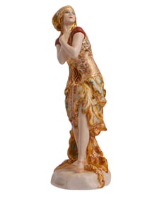 A RUSSIAN (SOVIET) PORCELAIN FIGURE OF TAMARA KARSAVINA IN THE BALLET 'THE FIREBIRD'