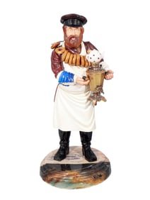 A CARVED HARDSTONE FIGURE OF A RUSSIAN MERCHANT WITH SAMOVAR, 20TH CENTURY