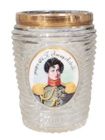 A RUSSIAN CUT-GLASS BEAKER WITH A PORTRAIT OF COUNT OZHAROVSKY
