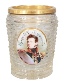 A RUSSIAN CUT-GLASS BEAKER WITH A PORTRAIT OF PRINCE VORONTSOV
