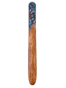 A RUSSIAN CLIOSONNE ENAMEL LETTER OPENER BY KHLEBNIKOV, CA. 1910