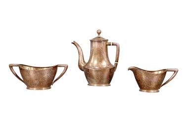A FINE RUSSIAN GILT-SILVER TEA OR COFFEE SET BY BOLIN, 1896