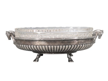 A RUSSIAN GILT-SILVER AND CUT-GLASS CENTERPIECE BY BRAGIN