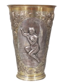 AN EARLY LARGE RUSSIAN PARCEL-GILT SILVER BEAKER, 1797