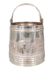 A FINE RUSSIAN CHASED SILVER PAIL/BUCKET, 1896
