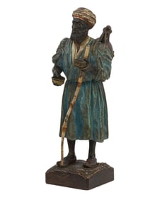 A VIENNA BRONZE ENAMEL PAINTED FIGURE OF A STANDING ARAB, CA. 1900