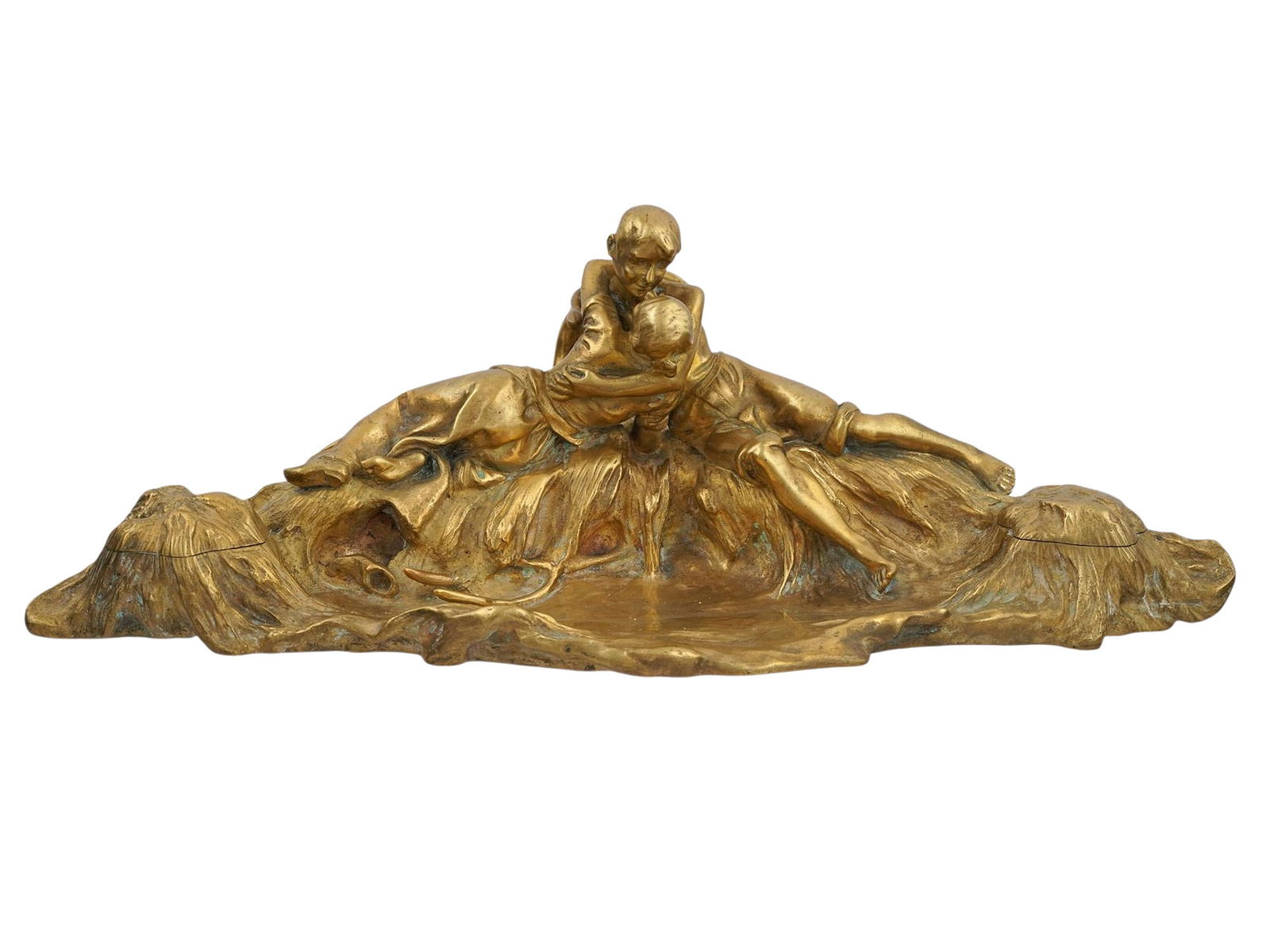 A GILT BRONZE INKWELL BY ANTOINE LARROUX, PRODUCED BY SUSSE FRÈRES, PARIS (1 of 8)