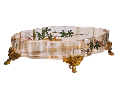 A FRENCH BACCARAT ENAMELLED GLASS JARDINIÈRE WITH GILT BRONZE MOUNTS, EARLY 20TH CENTURY