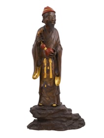 A JAPANESE MIXED-METAL BRONZE FIGURE OF FUKUROKUJU, MEIJI PERIOD (1868–1912)