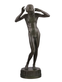 A FRANZ SEIFERT (1866-1951) AUSTRIAN BRONZE, YOUNG NUDE DANCER