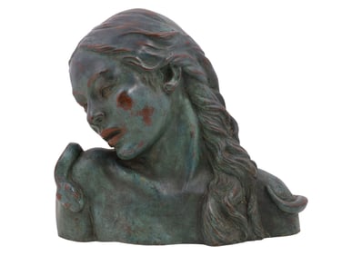 A MULTI-COLOR BRONZE BUST 'THE FALL OF EVE', ART-DECO STYLE, C. 1920