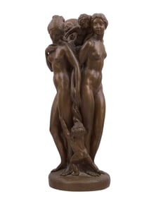 A BRONZE BY GLEB W. DERUJINSKY, AMERICAN, RUSSIAN, 1888–1975, "THREE GRACES," 1937