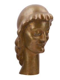 NUMA PATLAGEAN, RUSSIAN, FRENCH, CAST BRONZE SCULPTURE "INTIMATE SMILE," 1928