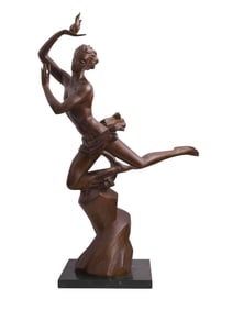 A GLEB DERUJINSKY, RUSSIAN, AMERICAN, CAST BRONZE SCULPTURE OF PROMETHEUS