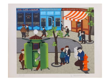 A HENRY DIECKMANN SIGNED LIMITED EDITION LITHOGRAPH PRINT OF A FRENCH STREET SCENE