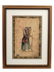 A QAJAR PERSIAN MINIATURE PAINTING OF A WOMAN AND CHILD, 19TH CENTURY