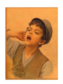 A "SINGING BOY", MIXED MEDIA PAINTING BY A. BOGOLYUBOV
