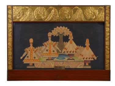 A MIXED MEDIA PAINTING "TREPAK" DESIGN BY SERGEI SOUDEIKINE, CA. 1920