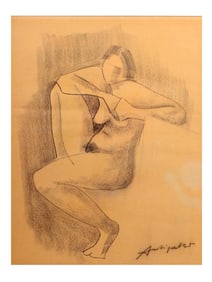 ALEXANDER ARCHIPENKO (UKRAINIAN/AMERICAN, 1887–1964) SEATED NUDE PENCIL ON PAPER