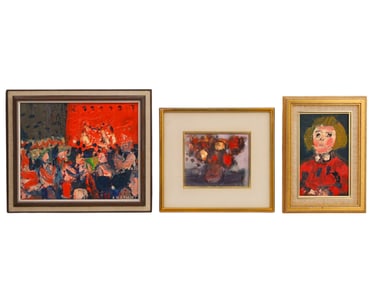 THREE ALAIN MATHIOT, FRENCH, OIL ON BOARD EXPRESSIONIST PAINTINGS