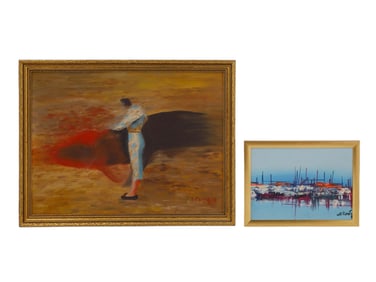 A LOT OF TWO OIL ON CANVAS PAINTINGS, 20TH C.
