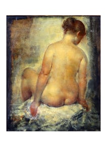 AN OIL ON BOARD SEATED FEMALE NUDE FIGURE BY GLUCKMANN