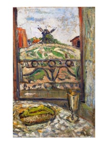 A VIEW OF A MILL OIL ON CANVAS PAINTING BY M. LARIONOV, RUSSIAN, C. 1920