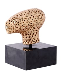 AN ALEXANDER NEY (B. 1939) GILT SCULPTURE 'COSMIC SPEAKER', 1990