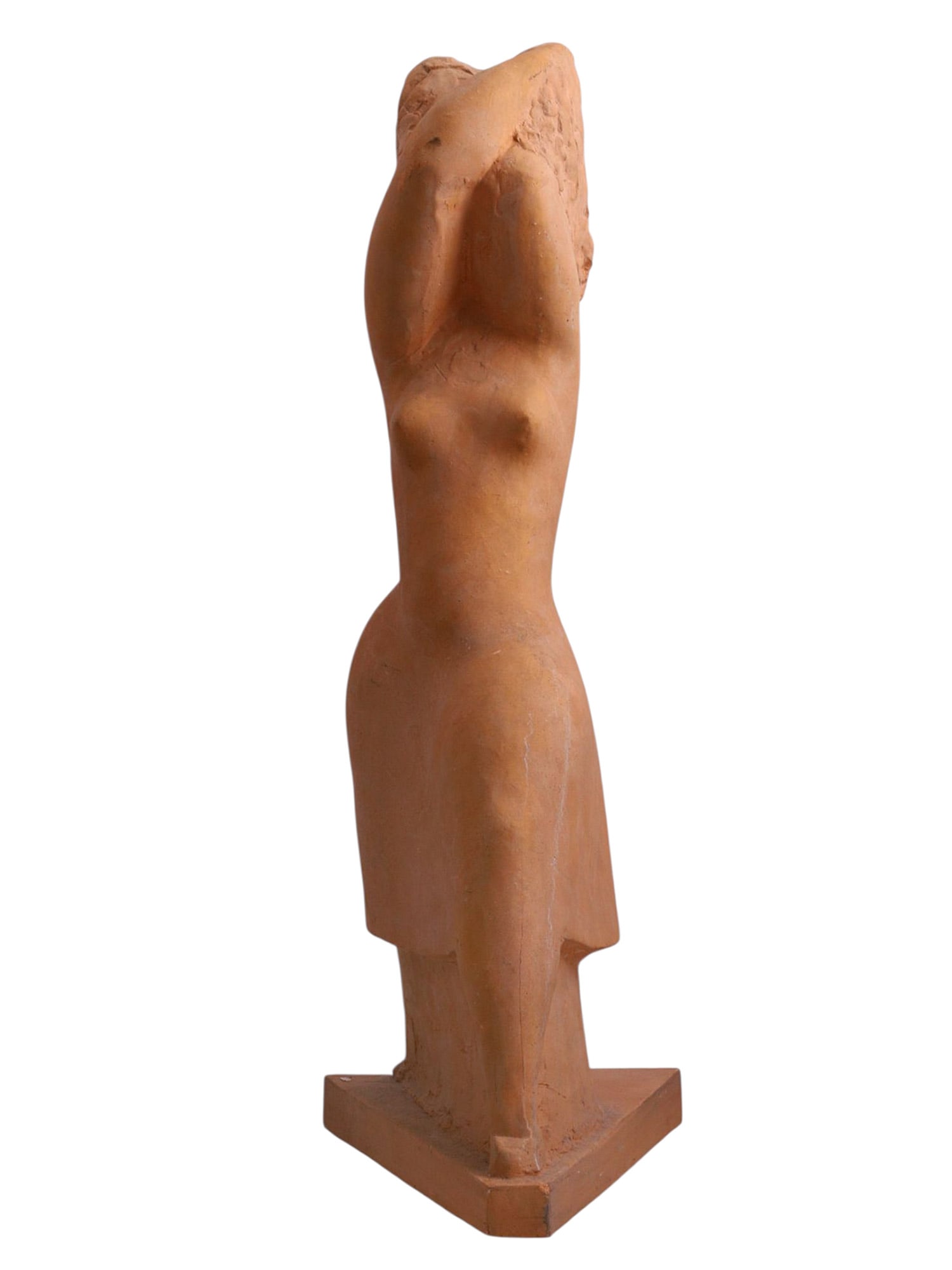A CHANA ORLOFF, UKRAINIAN, FRENCH, TERRACOTA FIGURE OF A FEMALE DANCER, CA. 1939: Chana Orloff (French, Ukrainian, 1888–1968), a terracotta sculpture "Dancer" (1939). Signed and dated 1939. Bibliography: Felix Marcilhac, "Chana Orloff", catalogue raisonne, Les editions de l'amate