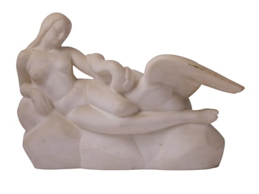 GLEB W. DERIJINSKY (1888-1975) MARBLE SCULPTURE OF LEDA AND THE SWAN