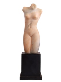 A CARVED MARBLE NUDE FEMALE TORSO BY BORIS LOVET-LORSKI, 1927