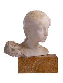 A PAOLO TRUBETZKOY, RUSSIAN, CARVED MARBLE BUST OF A GIRL, 1895