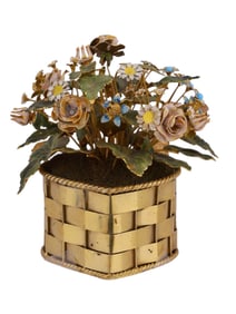 A JANE HUTCHESON FOR CARTIER ENAMELED FLORAL BASKET, MID-20TH CENTURY