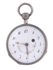 A JULIEN LE ROY (1686-1759) SILVER POCKETWATCH W/ KEY, 18TH CEN.