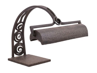 A FRENCH WROUGHT IRON ART DECO PIANO LAMP