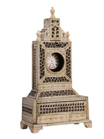 A KHOLMOGORY CARVED AND INCISED BONE CLOCK CASE, NORTHERN RUSSIA, LATE 18TH CENTURY