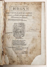 1537 BIBLE IN LATIN ANTIQUE FOLIO BIBLIA BREVES IN AEDEM ANNOTATIONES 16TH CENT.
