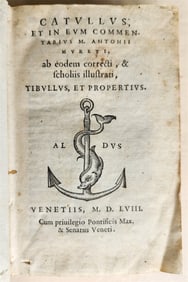 1558 ALDINE PRESS CATULLUS ANTIQUE 16TH CENTURY - POETRY